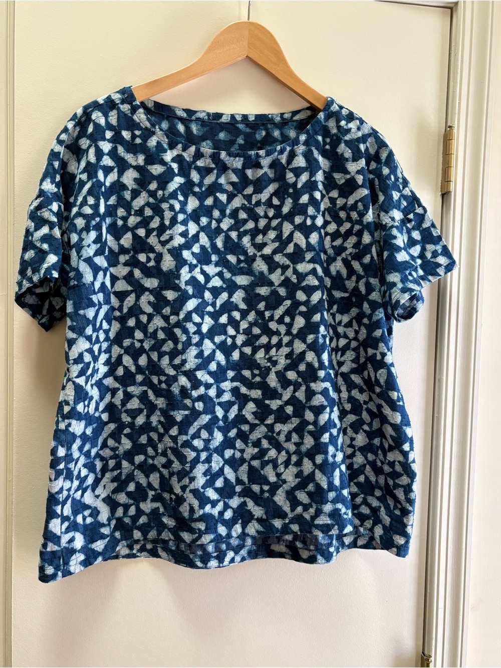 Eileen Fisher indigo Cotton Short Sleeve Pullover Top